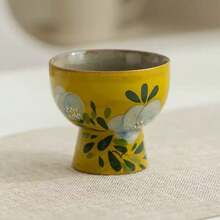 1pc Hand-Painted Camellia Ceramic Tea Cup With Saucer, Chinese Style Drinkware, Home Teacup, 50ML