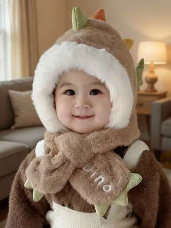 1pc Autumn/Winter Kids Plush Dinosaur Design Hat, Fluffy Dinosaur Baby Winter Earflap Hat, Cute Toddler Boys/Girls Knit Beanie Cap, Children Accessories, Outdoor Wear, Baby Supplies, Christmas Kids, Baby Hat, Girls Hat, Children Products, Cap, Winter Hat, Winter Cap, Children Hat, Baby Girl Hat, Baby Boy Hat