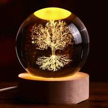 3D Night Light, Crystal Glass Ball Lamp, Moon, Galaxy, Solar System, Jupiter, Ferris Wheel Crystal Ball Night Light With Wooden Base, Bedside Lamp, Valentine's Day Gift, Warm Yellow Crystal Ball Night Light With Galaxy And Planet Pattern, Birthday Gift - Multicolor - View 21