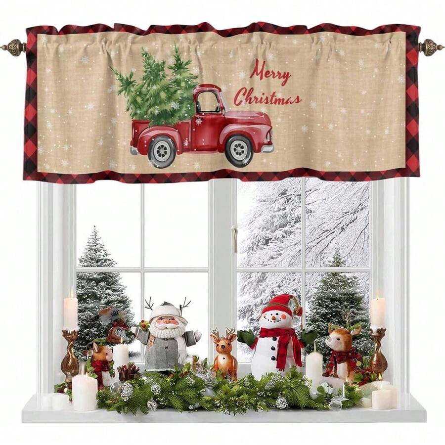 Christmas Valance Curtain For Kitchen Merry Christmas Words Linen Xmas Trees Red Truck Valances Windows Curtain Christmas Kitchen Valances Rod Pocket Christmas Short Curtain Valances Christmas Valances For Windows Winter Holiday Home Decorations 1 Panel 60x18 Inch Christmas Rod Pocket Window Valance Christmas Windows Decor Christmas Xmas Winter Holiday Valance Curtain Christmas Gifts Christmas Decor - Multicolor - View 1