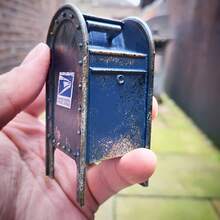 Retro Mini Resin Mailbox, Telephone Booth Decorative Ornaments, 1:12 Scale, Suitable For Home And Office Decoration, Indoor And Outdoor Use, Halloween, Christmas Holiday Gifts - 藍紫色 - 查看 6