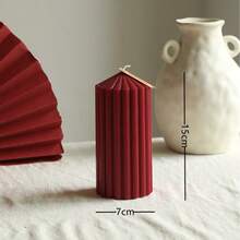 1 pieza Vela perfumada con forma de cilindro puntiagudo de estilo europeo a rayas, accesorio de decoración del hogar (excluyendo los accesorios de la foto) - Multicolor - Ver 26