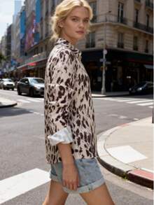 Cow Print All-Over Print Fashionable Versatile Shirt