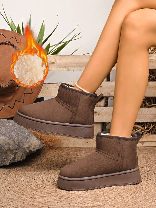 Women's Comfortable Winter Snow Boots, Warm Thermal Lined Ankle Boots, Thick Soles, Suitable For Outdoor Adventure, Winter Boots