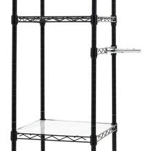 Expandable Metal Hanging Storage Organizer Rack Wardrobe With Shelves 36cm X147160cm X 183cm Black