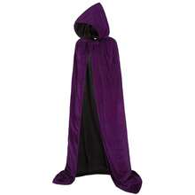 ALIZIWAY Hooded Cape Reversible Velvet Cloak Lined With Satin Renaissance Medieval Halloween Christmas Cosplay Costume{"Color_name":"Reversible-PurpleVelvetandBlackSatin","Size_name":"Medium"} - 雙面-紫色天鵝絨和黑色緞子 - 查看 1