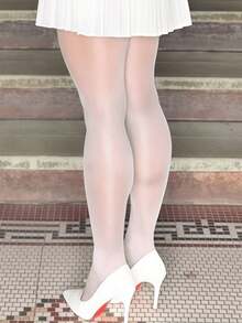 1 Pair Plus Size Women's Shiny Sexy Pantyhose, Comfortable - 酒紅色 - 查看 7