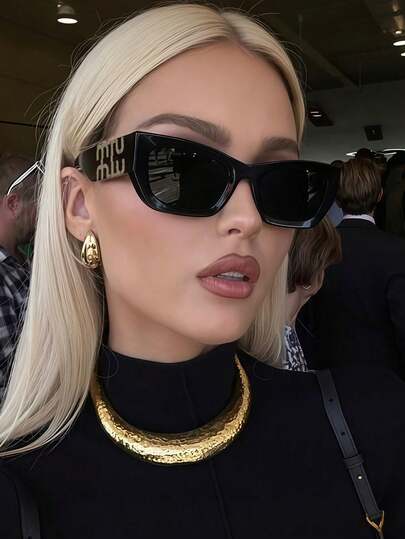 1pc Asymmetrical Cat Eye Fashion Fashion Glasses, Retro Women Eyewear, Similar To European & American Influencer Style