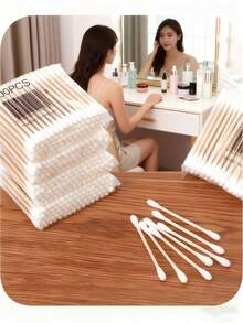 1000/500/200/100pcs Double-Ended Cleaning Swabs, Suitable For Ear Cleaning And Makeup Removal, Personal Care And Household Use, Multi-Purpose Cleaning Swabs, Essential For Christmas