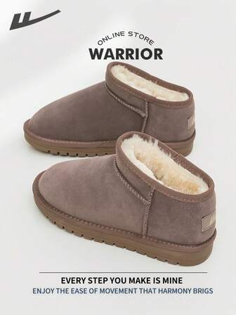 WARRIOR 战士舒适街头风格雪地靴女秋冬舒适跑步鞋朴素风格休闲而时尚的运动鞋全年适用耐磨全天穿着训练运动鞋保暖内衬运动鞋