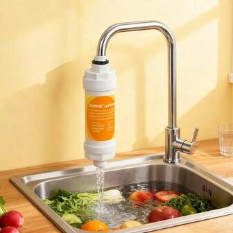 Kitchen Faucet Filter Head, Self-Cleaning Water Purifier, Splash-Proof, Pressure Boosting, Compact Pre-Filter For Kitchen Sink