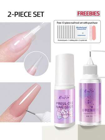 1/2 قطعة 10 مل مذيب لصق رقعة الأظافر بدون خبز مع طقم الأدوات، لاصق رقعة الأظافر بدون خبز كيرابلان دائم، غراء أظافر صلب فائق القوة، مستلزمات أظافر DIY نحت نمذجة ثلاثية الأبعاد وتطبيق الراين للاستخدام المنزلي والصالون