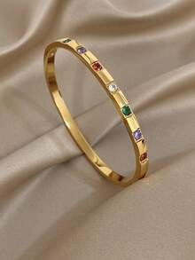 优雅奢华彩色锆石手链，不锈钢多层手链，女士款，适合日常佩戴、派对首饰、圣诞节、生日礼物套装 - 彩色 - 查看 10