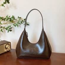 Unique Design Crescent Shoulder Bag For Women, Soft PU Leather Underarm Bag, Fashion Commuter Handbag - Black - View 4