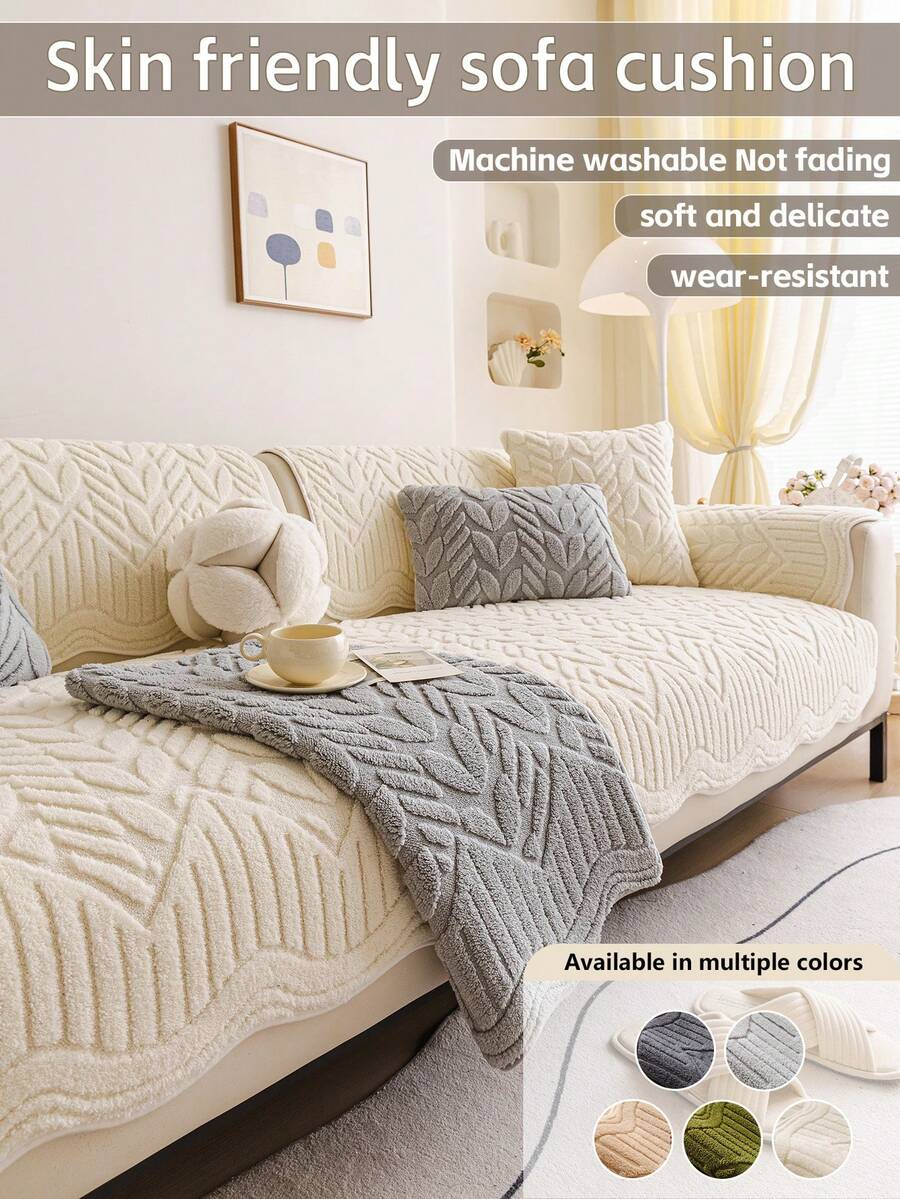 1pc Thick Non-Slip Sofa Cushion, Decorative & Protective Pad From Woven Polyester, All-Season Use For Living Room And Bedroom