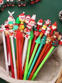 20 piezas - Bolígrafos navideños, bolígrafo de bola navideño de 0.5 mm con tinta de gel negra, bolígrafo de personaje navideño, bolígrafo de gel de dibujos animados navideños adecuado para útiles escolares y de oficina, papelería creativa de oficina, bolígrafo neutro de expresión demoníaca, bolígrafo de regalo lindo para Halloween, bolígrafo a base de agua, bolígrafo de firma de oficina, bolígrafo de rodillo negro de 0.5 mm a granel para suministros de fiesta de Halloween y Acción de Gracias, estilo aleatorio, Navidad