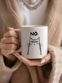 1pc 11oz Mug Saying Cat, Nope, Just No, Cat, Mug Cat Funny, Gift Idea Cat Lover, Office Mug, Cat Mug,Christmas Decorations,Fun Gift For Birthdays, Holidays & Parties, Ideal For Friends, Coffee Bar Accessories, Reusable,Christmas, Graduation - Hand Wash Only, Ideal For Hot & Cold Drinks, Room Decoration,Winter Drinkware, Thoughtful Present, Family Keepsake,Valentines Day Gifts,Wedding