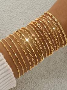 11pcs/5pcs Fashionable Minimalist Heart Beads & Snake Chain Bracelet Set For Women, Suitable For Daily Wear, Gatherings, Parties, Festivals, Gifts