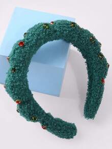 1 pieza Diadema de tela de peluche de niña con brillantes de colores, aros para el cabello acolchados con adornos brillantes para fiestas y uso diario, set de colores múltiples