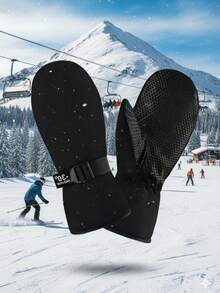 1 双保暖滑雪手套 - 冬季手套，防滑握把，可调节腕带 - 可洗男女通用手套 - 适合滑雪、单板滑雪、骑自行车和其他冰上运动 - 户外活动，时尚设计，耐用结构，户外运动爱好者的理想选择 - 彩色 - 查看 3