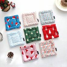 1PC Ins Style Christmas Print Coasters - Square Heat-Resistant Cup Mats, Placemat, Cup Tableware Drying Mat, Decorative Protect Mat For Table, Perfect For Holiday Parties, Kitchen And Dining Room Decor Props
