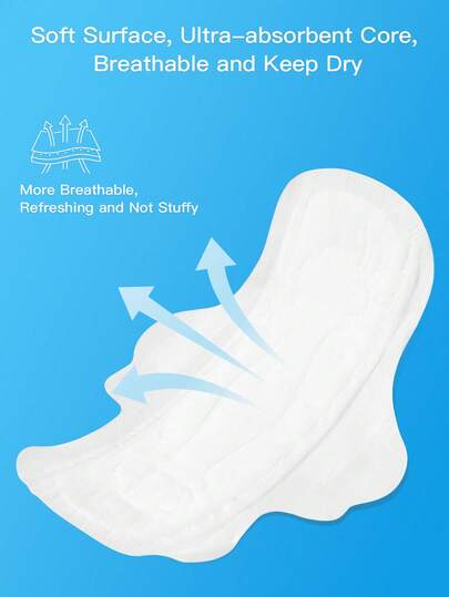 XIAONI Torra och bekväma bindor för kvinnor, omedelbart uppfriskande yta, ultratunna, oparfymerade inkontinensbindor med vingar, superabsorberande, läckagesäkra bindor