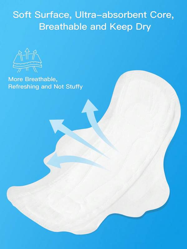 XIAONI Serviettes hygiéniques sèches et confortables pour femmes, surface rafraîchissante instantanée, protège-slips ultra-minces sans parfum, serviettes hygiéniques ultra-absorbantes et anti-fuites