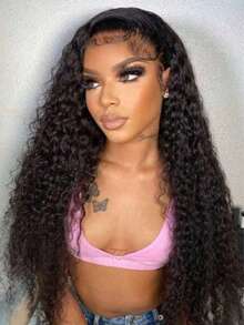 NATAN Short Wavy Bob Black Deep Curly 13X4 High Definition Lace Front Synthetic Wig, Pre-Plucked With Baby Hair, Bleached Knots, Glueless Wig - Natural & Black - View 7