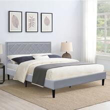 Padded Headboard Fabric Bed Frame Grey Stone Blue In 3ft Single 4ft6 Double  5ft King - Light Grey - View 1