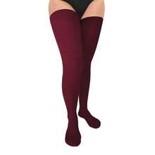 Bestjybt Women Plus Size Thigh High Socks Extra Long Over Knee Socks Warm Thick Leg Warmers Boot Stockings, Medium-Large{"Special_size_type":"Tall","Size_name":"OneSize","Color_name":"Red"} - 紅色的 - 查看 1