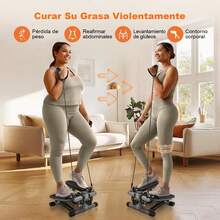 Mini Stepper para Ejercicio, Escaladora Hidráulico para Hacer Ejercicio en Casa con Bandas de Resistencia y Monitor LCD, Stepper para Entrenamiento Cardiovascular Silencioso para Piernas y Glúteos - 1 - Ver 2