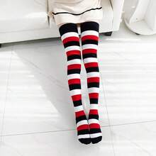 Kayhoma Extra Long Cotton Stripe Thigh High Socks Over The Knee High Socks{"Size_name":"Medium","Color_name":"Blue/Whtie/Red"} - 藍/白/紅 - 查看 7