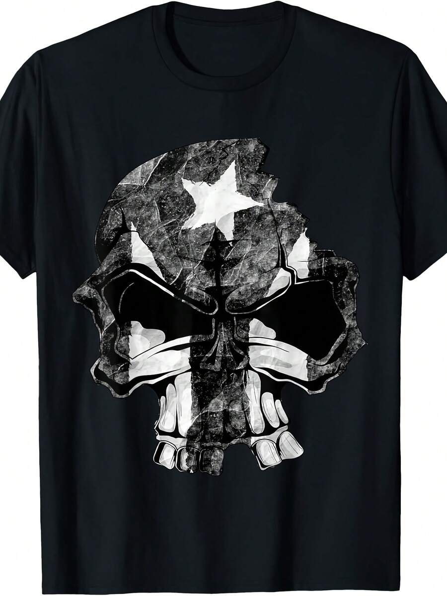 Black Puerto Rican Flag Skull Shirt Grunge I'm Puerto Rican T-Shirt - Style 24 - View 1