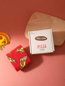 1 Paar bunte Pizza Muster Knöchelsocken, einzigartiges & modisches Lässig Geschenk Socken, bequem & atmungsaktiv, geeignet für Mütter, Valentinstag, Weihnachten, Weihnachtsmann, unisex, ganzjährig