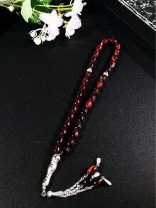 1pc Middle Eastern Muslim Exclusive Faith Accessory, Multi-Color Glass Oval Tasbih (Prayer Beads), Integrating Religious Culture And Artistic Aesthetics, Suitable For Worship And Daily Wear, High-Quality Religious Item