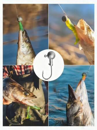 20pcs Lead Head Hooks, High Carbon Steel Soft Hook - Sharp For Bass/Perch | Fishing Tackle