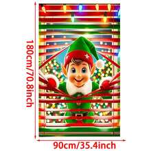 1pc Christmas Window Decoration, Reindeer Santa Snowman Pattern Background Cloth, Indoor/Outdoor Decor, Suitable For Christmas Theme Party Hanging Decor, No Power Needed, Winter Home Decor, Christmas Decoration, Not Sticker - Multicolor - View 17