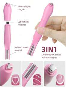 2个粉色3D心形美甲磁铁。9合1猫眼效果双线蛇纹花朵爱心法式美甲UV凝胶磁性指甲贴。多功能UV凝胶法式猫眼美甲工具磁铁，适用于家庭美甲沙龙DIY、美甲用品、美甲工具、返校季、美甲、假指甲、美甲和足疗工具。 - 粉色 - 查看 5