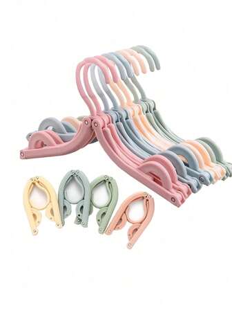1/3/5/8/10/12/16/18/20pcs Portable Travel Folding Clothes Hangers - Cruise Essential Foldable Clothes Hanger Travel Accessories, Collapsible Drying Rack For Travel, Non-Slip Design Clothes Hanger Suitable For Retail Stores (Random Color)