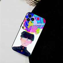 Shigeo Kageyama Manga Mob Psycho 100 Phone Case Cover Compatible With  17 Air 16 15 14 13 Pro Max 11 12 Black Silicone Cover, Cover Compatible With  17 Case,  17 Pro Case,  17 Pro Max Case
