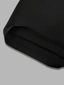 Women's Black Crew Neck Long Sleeve Short Jumpsuit, Stretchy Fabric, Petite Fit