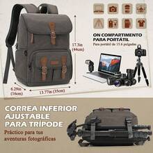 Mochila para Camara Fotografica DSLR/SLR/Mirrorless Bolsa Mochila Camara Laptop con 15.6 Pulgadas Compartimento y Funda Impermeable Portátil Mochila Antirrobo para Cámara - gris - Ver 6