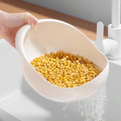 1 Kitchen Rice Washer Filter Sieve, Travel Sieve, Plastic Travel Bowl, Vegetable Fruit Filter Basket, Reinforced Rice Washer, Kitchen Draining Basket, Rice Container, Plastic Rice Washing Basin, Travel Sieve, Household Rice Washing Basket, Rice Washing Utensils, Vegetable Cleaning, Draining Basket, Drying Rack