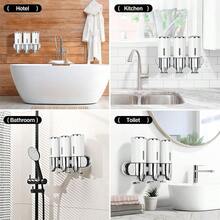 LIPETY 3-In-1 Chamber Shower Pump Dispenser Wall Mounted Bathroom Organizer For Shampoo, Soap, Conditioner, Shower Gel, For Bathroom, Kitchen, Hotel (White) - 白色 - 查看 4