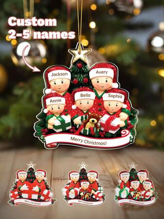 Ornamento personalizzato per albero di Natale con 2-5 nomi per i membri della famiglia, regalo natalizio ideale per genitori e bambini, decorazione natalizia in acrilico, decorazione per alberi di Natale e regali di Natale per bambini. Regali personalizzati, regali natalizi, Natale, decorazioni natalizie per la casa, ornamenti per albero di Natale, regali di Natale, articoli personalizzabili, personalizzato, decorazioni natalizie