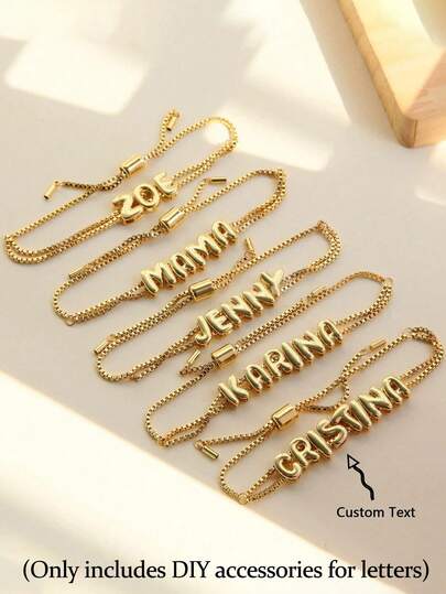 Customized Personalized 3d Bubble Name Adjustable Sliding Letter, (Contains Only Letters)Diy Small Gift Accessories, Diy Enthusiast Gifts, Keychain Accessories, Bag Accessories, Necklace Accessories,Retro, Hiphop, Y2k, Women'S Daily Gifts, Ideal Gift For Family, Friends, Birthday, Graduation, Prom, Party