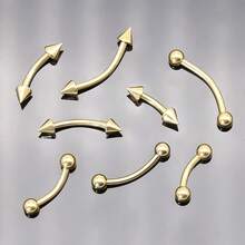 BLISI G23 Solid Titanium Eyebrow Piercing Jewelry, Gokd Black Rose Gold Silver Pink Rainbow Eyebrow Rings 16G Curved Barbell,Tiny Vertical Labret Lip Jewelry Rook Piercing Jewelry For Women And Men{Inchcolor_nameinch:Inch8pcsEyebowPiercing-Goldinch} - 8件裝金色眼圈 - 查看 7