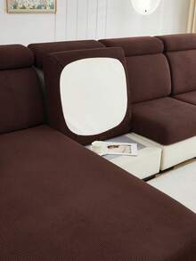 1件提花天鹅绒沙发垫套客厅弹力沙发套防宠物脏可拆卸沙发保护套家居装饰坐垫套 - 咖啡棕 - 查看 6