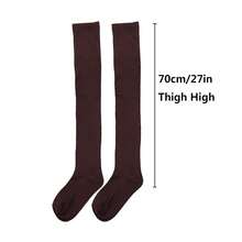 Bestjybt Women Plus Size Thigh High Socks Extra Long Over Knee Socks Warm Thick Leg Warmers Boot Stockings, Medium-Large{"Special_size_type":"Tall","Size_name":"OneSize","Color_name":"Coffee"} - 咖啡 - 查看 4