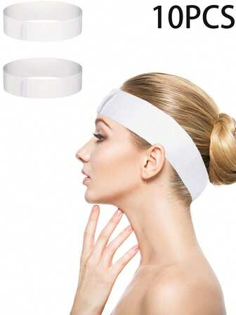10pcs Disposable Solid Color Hair Ties, One-Time Use Hair Bands With Hook And Loop For Beauty Salon, Skin Care, Head Wrap, Face Washing, Hair Styling, SPA, Suitable For Both Men And Women, White,Stocking Stuffers,Stocking Fillers,Stocking Stuffers For Women,Stocking Fillers Women,Christmas Gifts,Gifts,Christmas Stocking Fillers,Gifts For Women,Gift,Christmas Gift,Stocking Stuffers For Adults,Stocking Fillers For Adult,Hair Stuff,Women's Accessories,Stocking Stuffer,Coming-Of-Age Hair Accessory,Christmas Hair Accessories,Gift Ideas For Women,Beauty Stocking Fillers,Christmas Gifts For Women